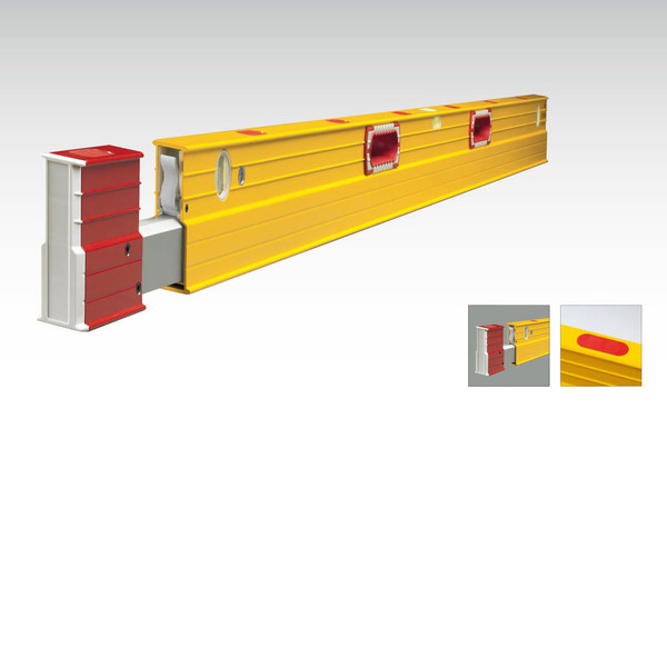 Stabila Type 106TM Magnetic Extendable Plate Levels with extension rail, yellow, red and silver.