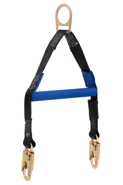 Werner Fall Protection T410000 Retrieval Yoke Lanyard, blue and black, yoke style, gold connectors.