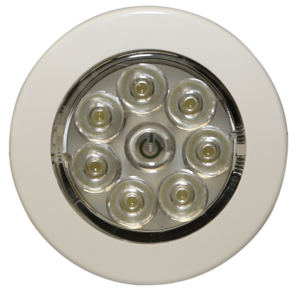 ECCO EW0210 LED circular light, white, flush mount, 12V, ECCO brand, circular design.