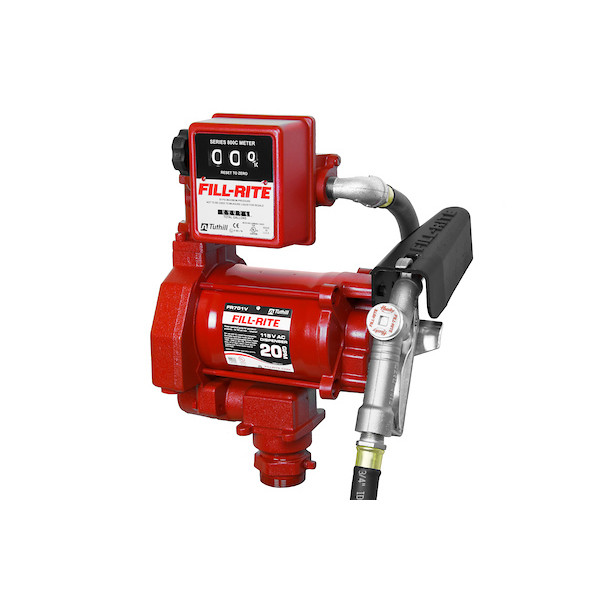 Fill-Rite FR701V heavy duty AC pump with 807C Gallon Mechanical Meter, red color, 115 Volt.