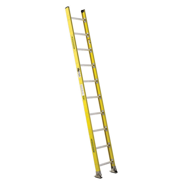 Werner 7100-1 Series fiberglass utility ladder, one-section round rung straight Type IA ladder, yellow.