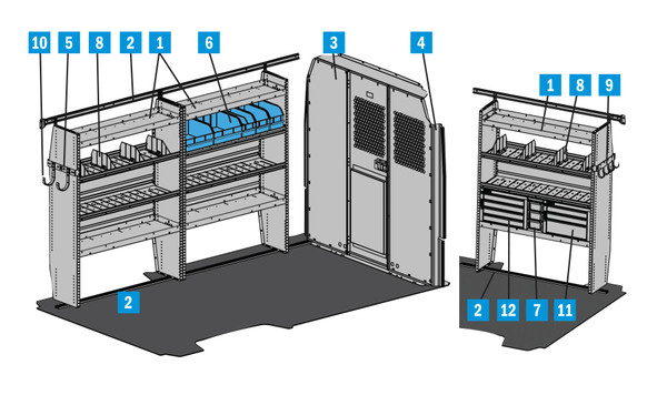 Adrian Steel 4317TM130 - General Service Starter Package, Gray, Transit Mid Roof, 130"