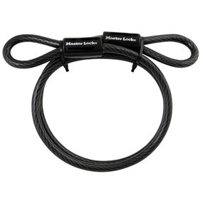 Master Lock 85DPF 4ft long x 3/8in diameter looped end cable, black color.