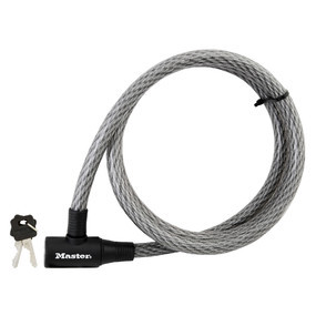 Master Lock 8155DCC 6ft long x 5/8in diameter keyed cable lock in gray color.