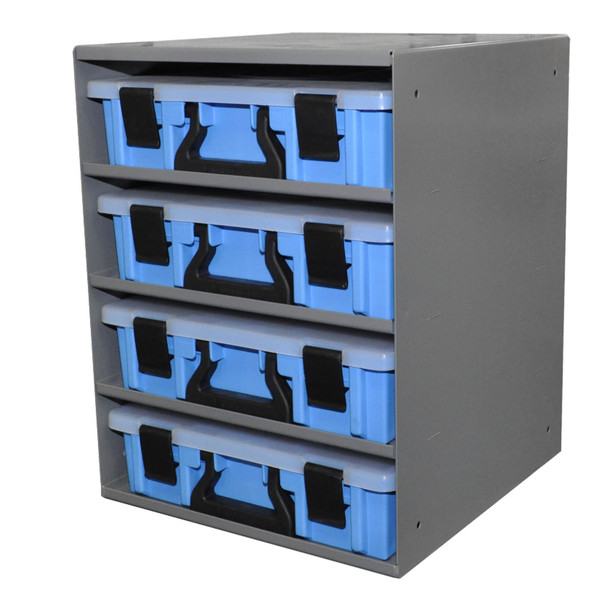 Adrian Steel CHPPC4S  4-Case Holder w/ Cases, Gray, Blue