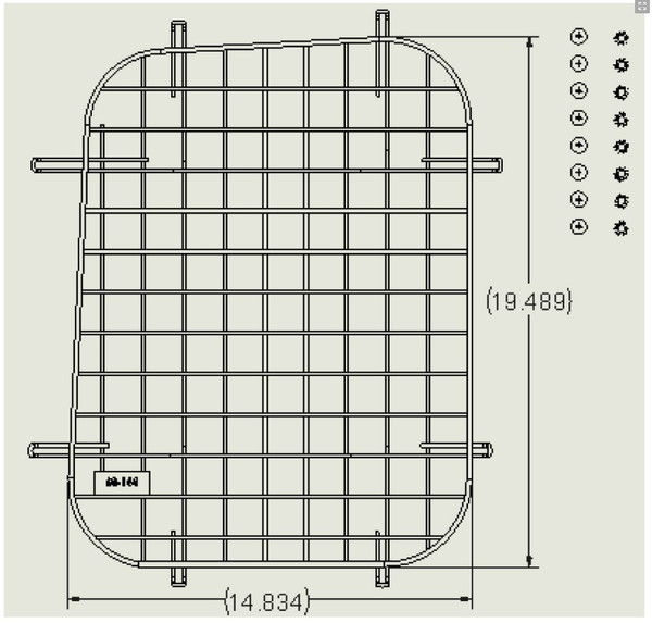 Adrian Steel #60-144 Passenger Side Rear Door Security Screen, 17.4w x 20.5h x 0.9d, Gray, ProMaster City