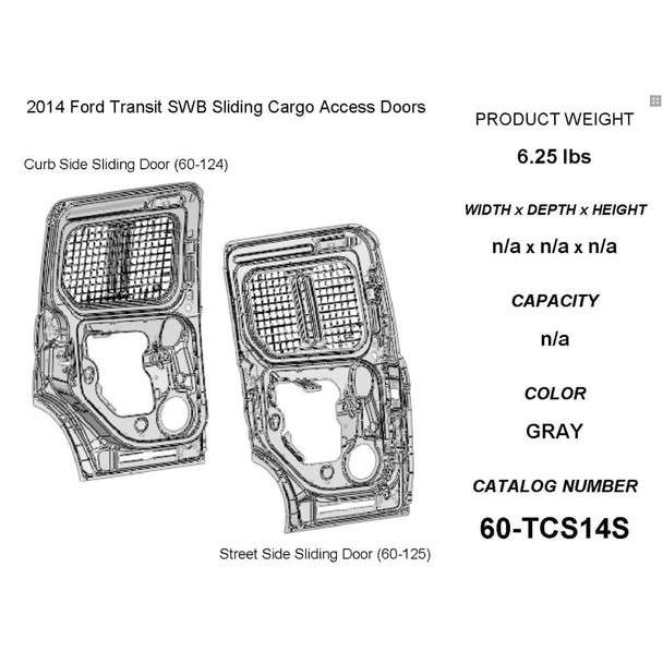 Adrian Steel #60-TCS14S Sliding Doors Security Screen Kit, Gray, Transit Connect, 105"