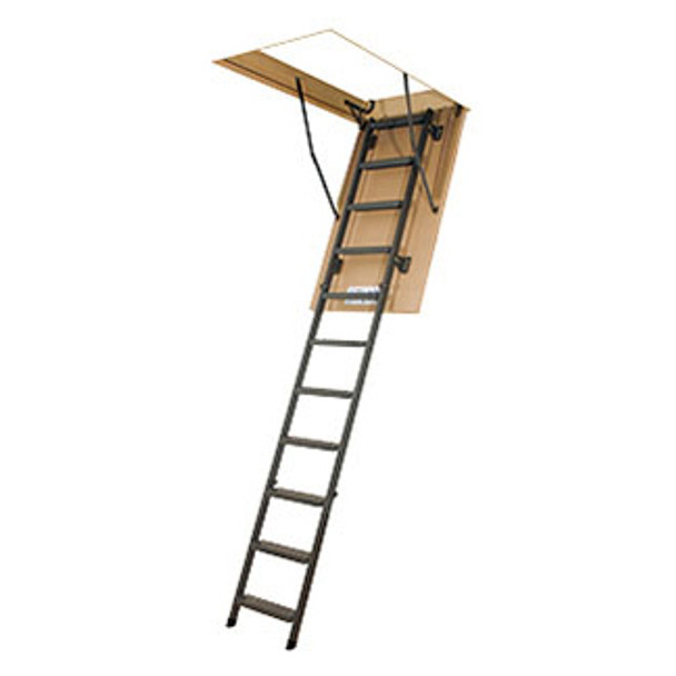 Fakro 66868 LMS Metal Attic Ladder  25" x 54" Opening | 7'11" -  10'1" Ceiling Height | "Insulated" | 350 lb. Capacity