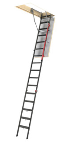 Fakro LMP 869332 Metal "Insulated" Attic Ladder | 25" x 56" Opening / 9'10" - 12' Ceiling Height | 350 lb. Capacity