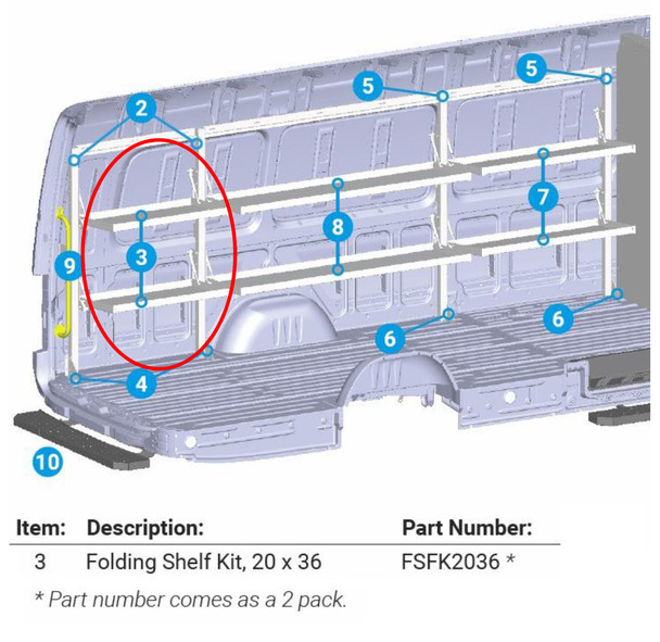 Adrian Steel #FSFK2036 Folding Shelf Kit 20" x 36" (2 Pack)