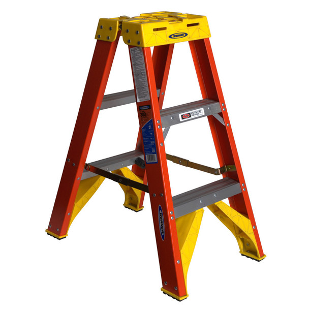 Werner T6203 | 3 Ft Fiberglass Twin Stepladder / Type IA 300 lb Rating