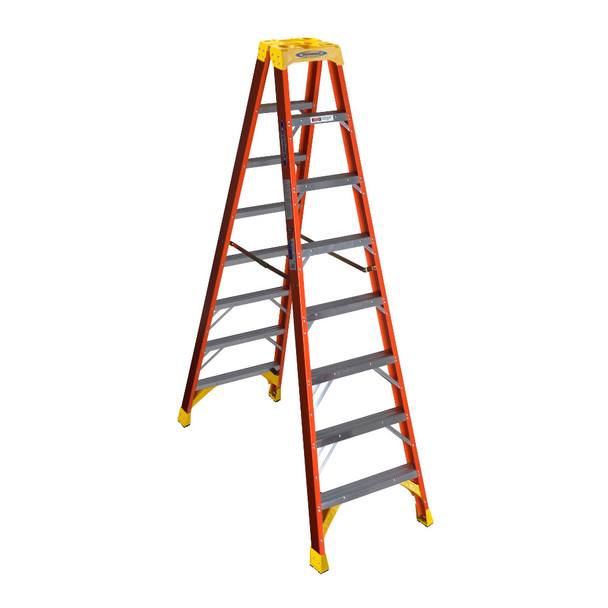 Werner T6208 | 8 Ft Fiberglass Twin Stepladder / Type IA 300 lb Rating