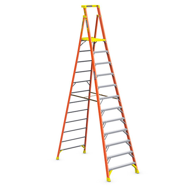 Werner PD6212 | 12 Ft Fiberglass Podium Ladder / Type IA 300 lb Rating