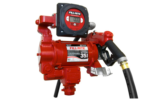 Fill-Rite FR319VB 27 GPM, 115/230V AC 50/60 Hz Super High Flow Pump, 1" x 18' Hose, 1" Ultra High Flow Automatic Nozzle (Truck Stop Spout and Red Cover), 900CD Digital Meter, DIESEL ONLY.