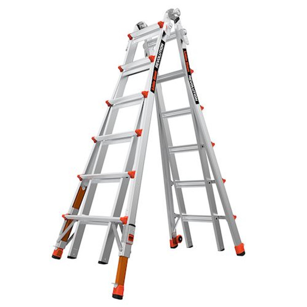 Little Giant Model 13126-801 REVOLUTION 2.0, Model 26 - ANSI Type IA - 300 lb Rated, Aluminum Articulated Extendable Ladder with TIP & GLIDE Wheels and RATCHET Levelers