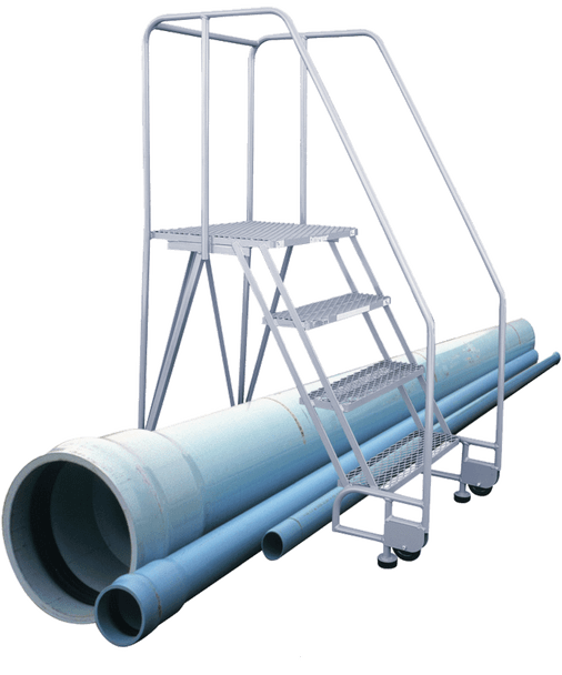 Cotterman Straddle Base TiltNRoll® Rolling Steel Ladder / A3 Tread