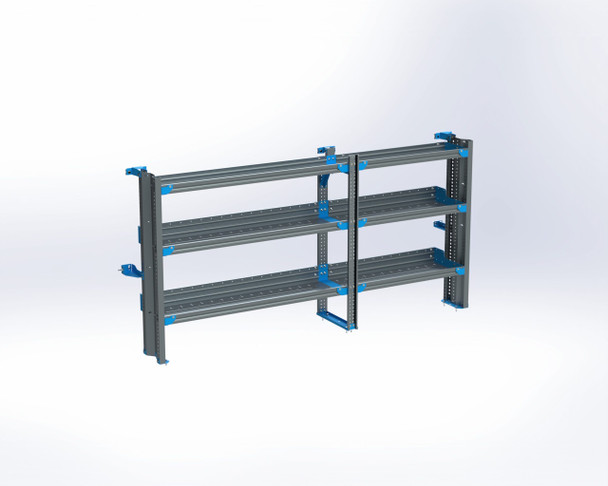 Adrian AS-2T1490FTLA 3-Shelf Unit, Ford Transit Low Roof, 90"w x 49"h x 14"d, Blue, Gray