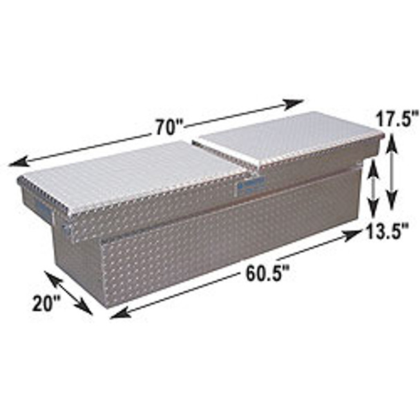 Adrian Steel #AD201 Aluminum Double Lid Crossbox, 70w x 17.5h x 18d