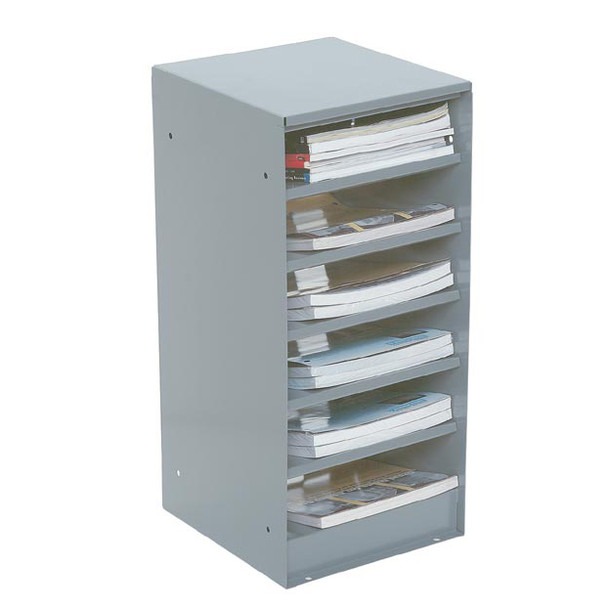 Adrian Steel #17A 6-Shelf Catalog File, 11w x 24h x 13.2d, Gray