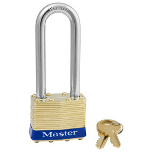 Master Lock 2KALJ 1-3/4in (44mm) Wide Laminated Brass Pin Tumbler Padlock with 2-1/2in (64mm) Shackle, Keyed Alike