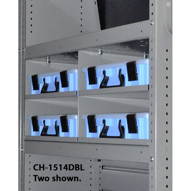 Adrian Steel #CH-1514DBL 2-Case Holder w/ Cases, 15w x 12h x 14d, Gray, Blue