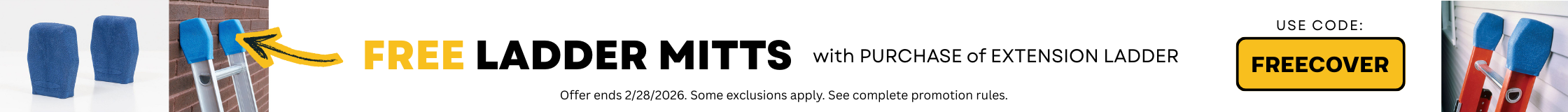 Free ladder mitts with the purchase of an extension ladder at Industrial