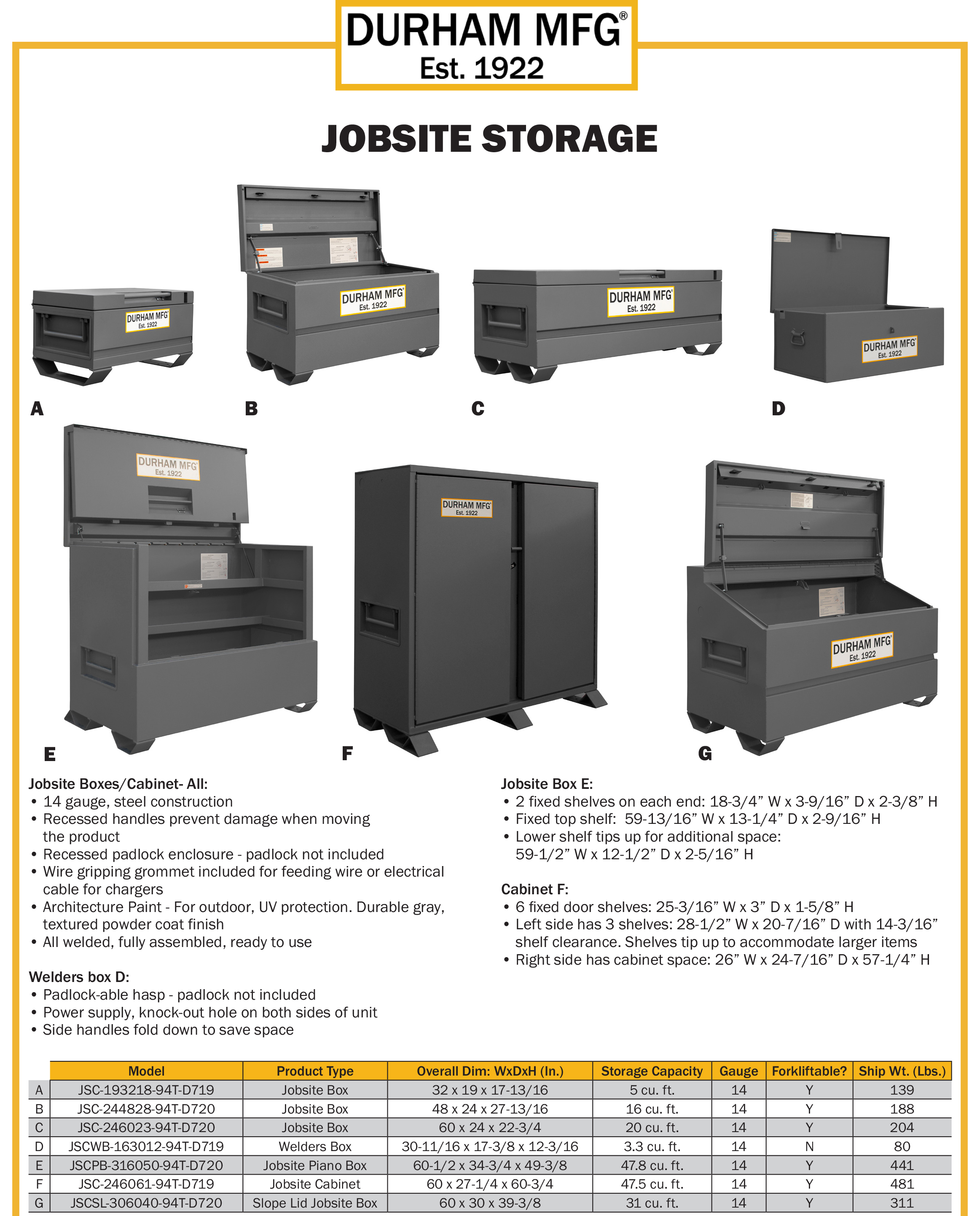 Large Steel Compartment Box, Adjustable - Durham Manufacturing