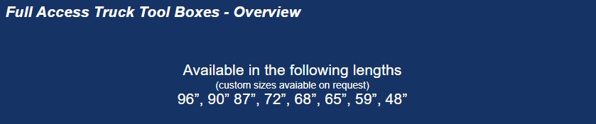 System One - Full Access Truck Tool Boxes