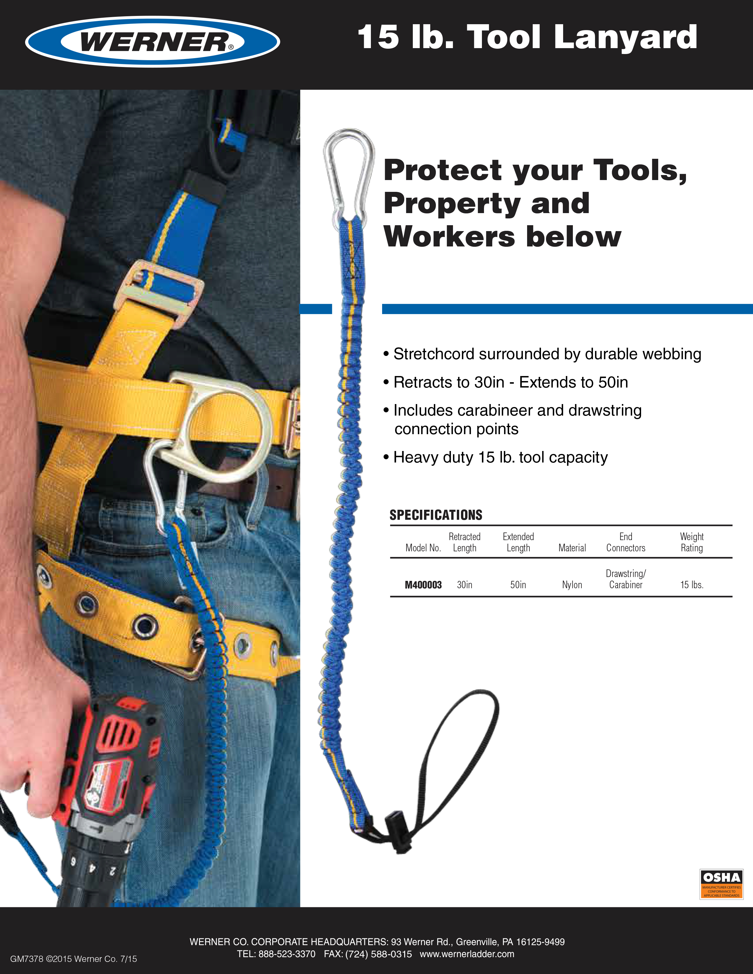 Heavy Duty Tool Lanyard (100lb Working Load Limit)