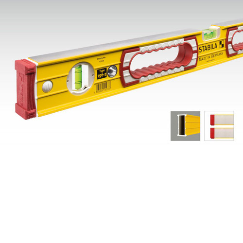 Stabila 37496 Heavy Duty Type 196 96-Inch Level – No Hand Holes, Wide Frame, Certified Accuracy With Removable End Caps