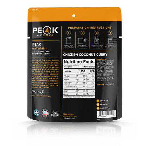 Nutrition Facts - Peak Refuel Chicken Coconut Curry