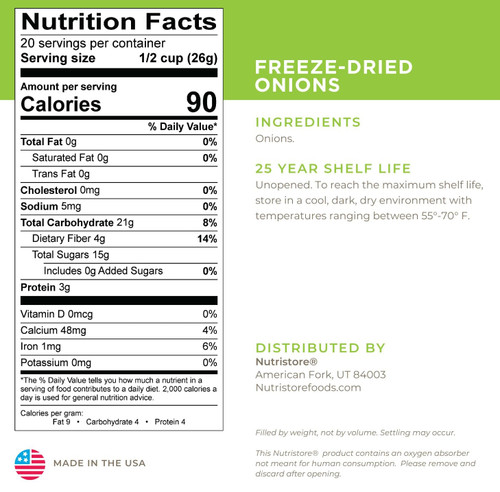 Nutrition Facts - NS Onions Freeze Dried #10 Can