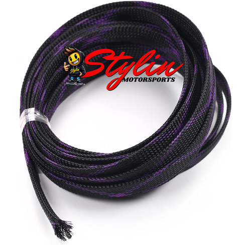 Cable  Sleeves,  5m/16.4" Black Purple Wire Loom  Cable  Wrap  Braided Wire Cover