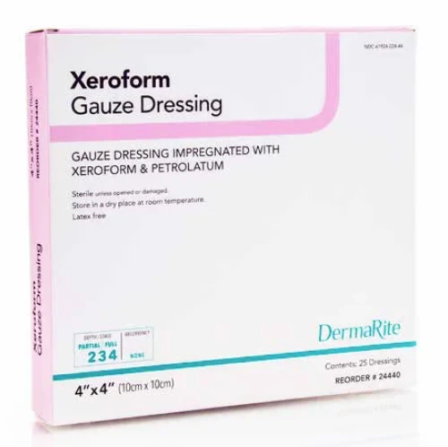 Dermarite Xeroform Gauze Wound Dressing, 4" x 4", Box of 