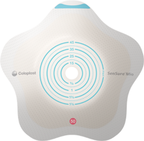 18500 Coloplast Sensura® Mio Click Flip Two-Piece Convex Ostomy Barrier, Maxi, Cut-to-Fit, 10mm to 35mm Stoma, Opaque, with Inspection Window and Full Circle Filter, Green Coupling, (5 per box)