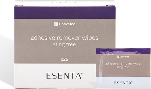 423391 ConvaTec ESENTA Adhesive Remover Wipes for Around Stomas and Wounds, Sting Free, Alcohol Free, (25 per Box)