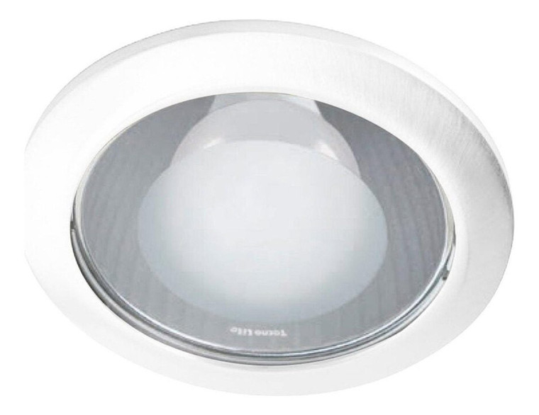 Imagen de una luminaria empotrada LED blanca, modelo de 8.5W y 6500K, mostrando su diseño elegante y moderno, perfecto para iluminación de interiores.