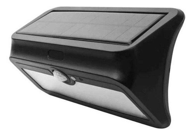 LUMINARIO SOLAR  DE LED  BLANCO CALIDO  4 WATTS  OPTICA 120°  DE SOBREPONER PARED  ACABADO NEGRO  SENSOR HUMANO Y OBSCURIDAD 1 SALIDA DE LUZ  BATERÍA DE LITIO DE 3.7 V 2200MAH