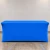 Plain blue stretch spandex table cover showing tight wrinkle-free fit