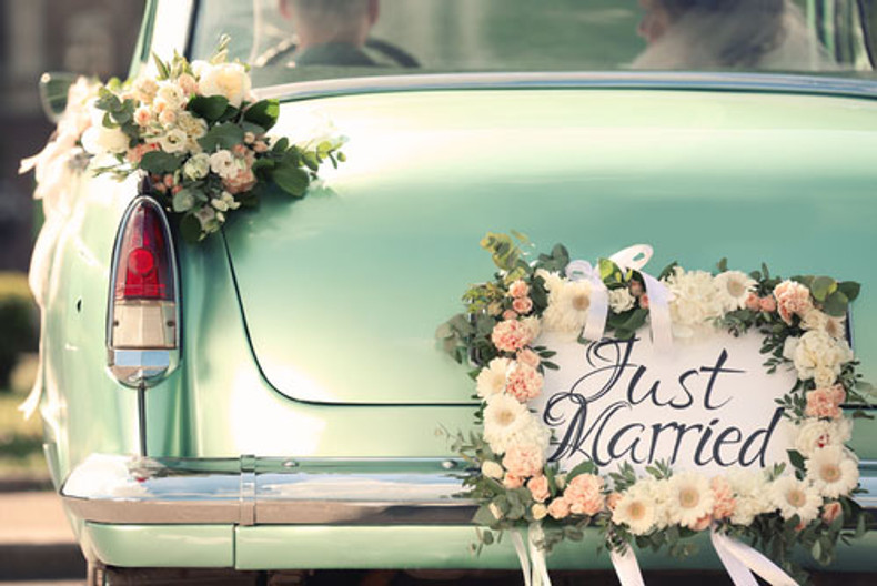 Just Married Wedding Day Car Window Sticker Personalised Sign