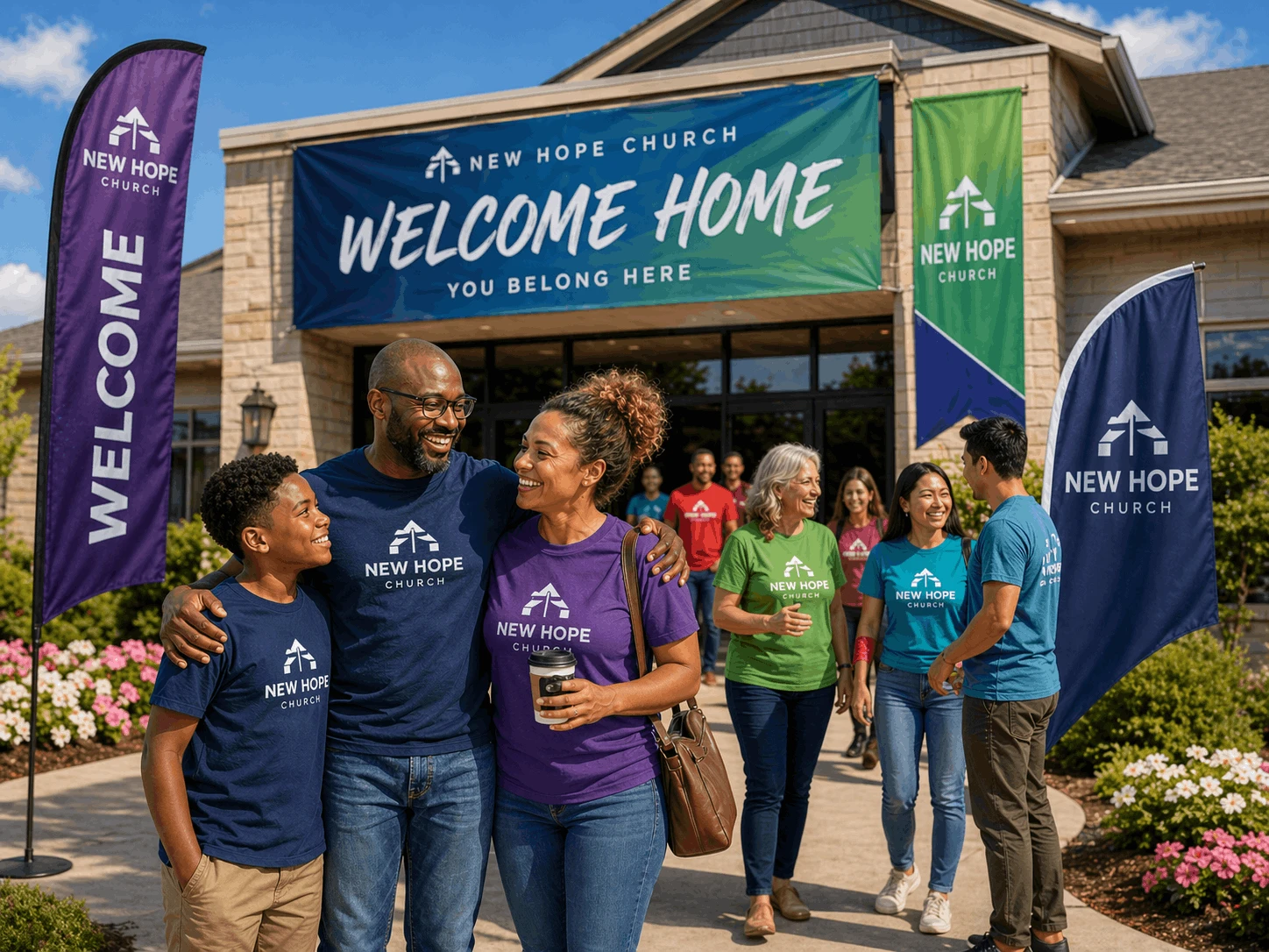 Custom banners and textile products for churches with a 25% discount on every product and order, available all the time.