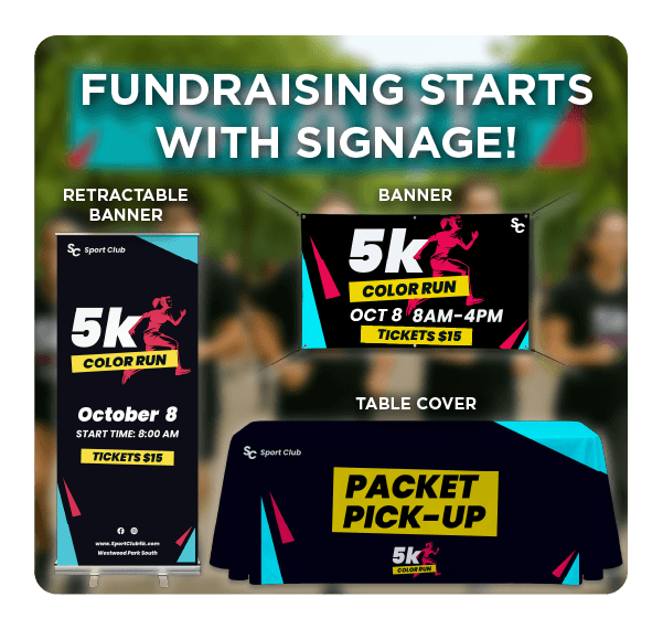 Custom banners for non-profits with a 25% exclusive discount, supporting organizations with high-quality, affordable textile products. Alt text: (for thumbnails) custom feather flags for non-profits tension fabric displays for non-profit organizations art exhibit custom tapestries table cover for events indoor display banner for non-profits