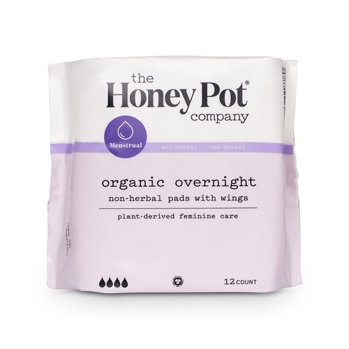 The Honey Pot Company, Herbal Post-Partum Pads with Wings, Organic Cotton  Cover, 12 ct. 