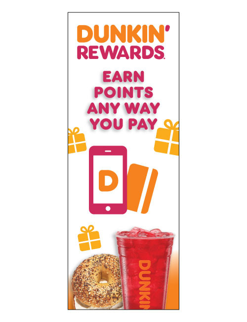 Dunkin' 3'x8' Lamppost Banner "Dunkin' Rewards Earn Points..."