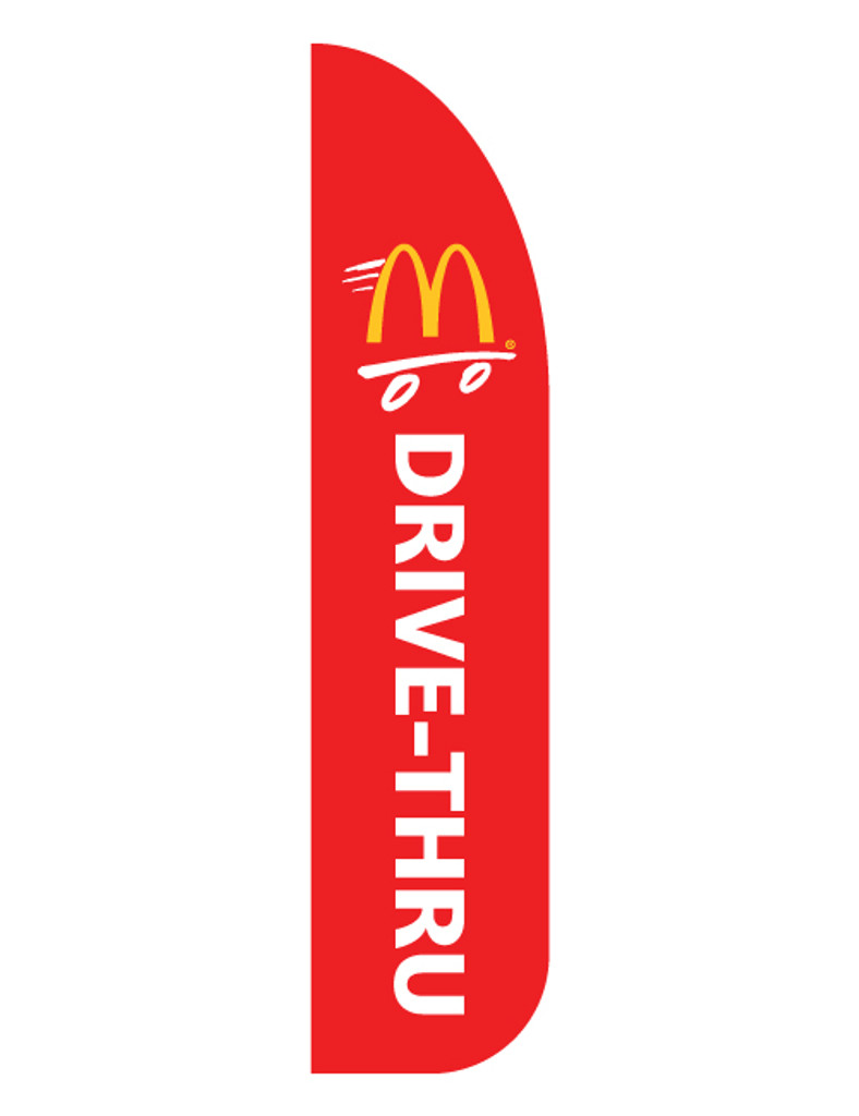 McDonald's 3'x13' Feather Dancer Flag "Drive Thru" Red