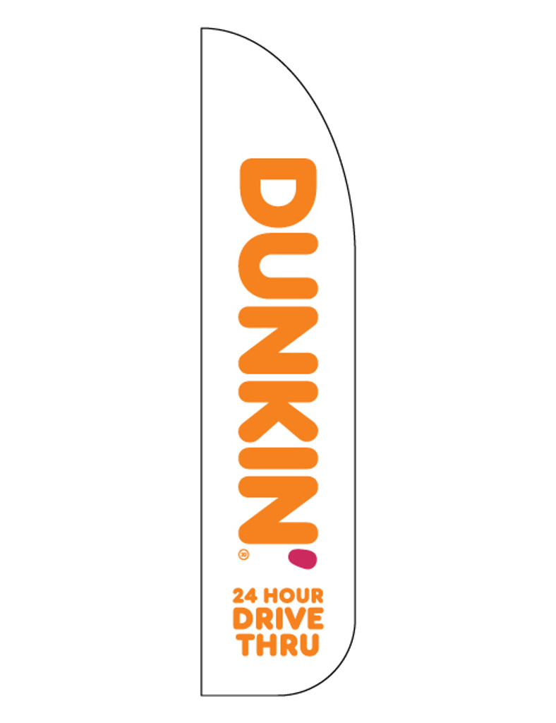 Dunkin' 3'x13' Feather Dancer Flag Logo "24 Hour Drive Thru" White