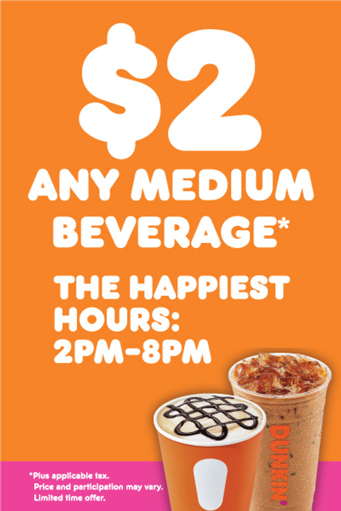 Dunkin' 2'x3' "Happiest Hours" A-Frame  Inserts (Pair)