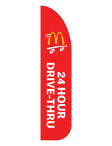 McDonald's 3'x13' Feather Dancer Flag "24 Hour Drive Thru" Red