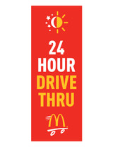 McDonald's 3'x8' Lamppost Banner "24 Hour Drive Thru" Red