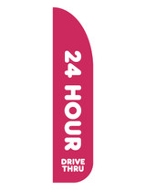 Dunkin' 3'x13' Feather Dancer Flag "24 Hour Drive-Thru" Pink